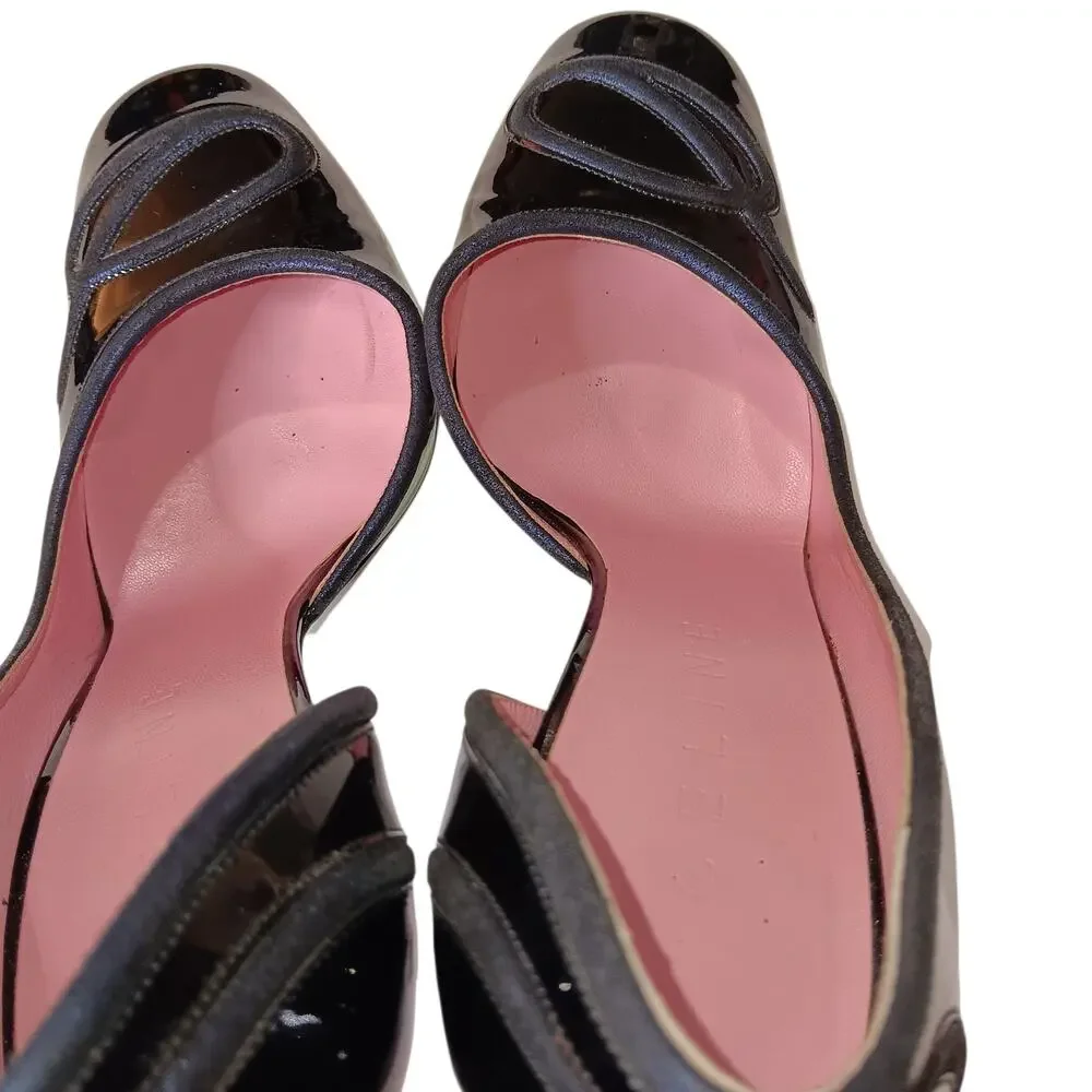 Retro Celine Heels‎ Patent Leather D'Orsay Pumps 9.5 Sexy Dressy Event Career